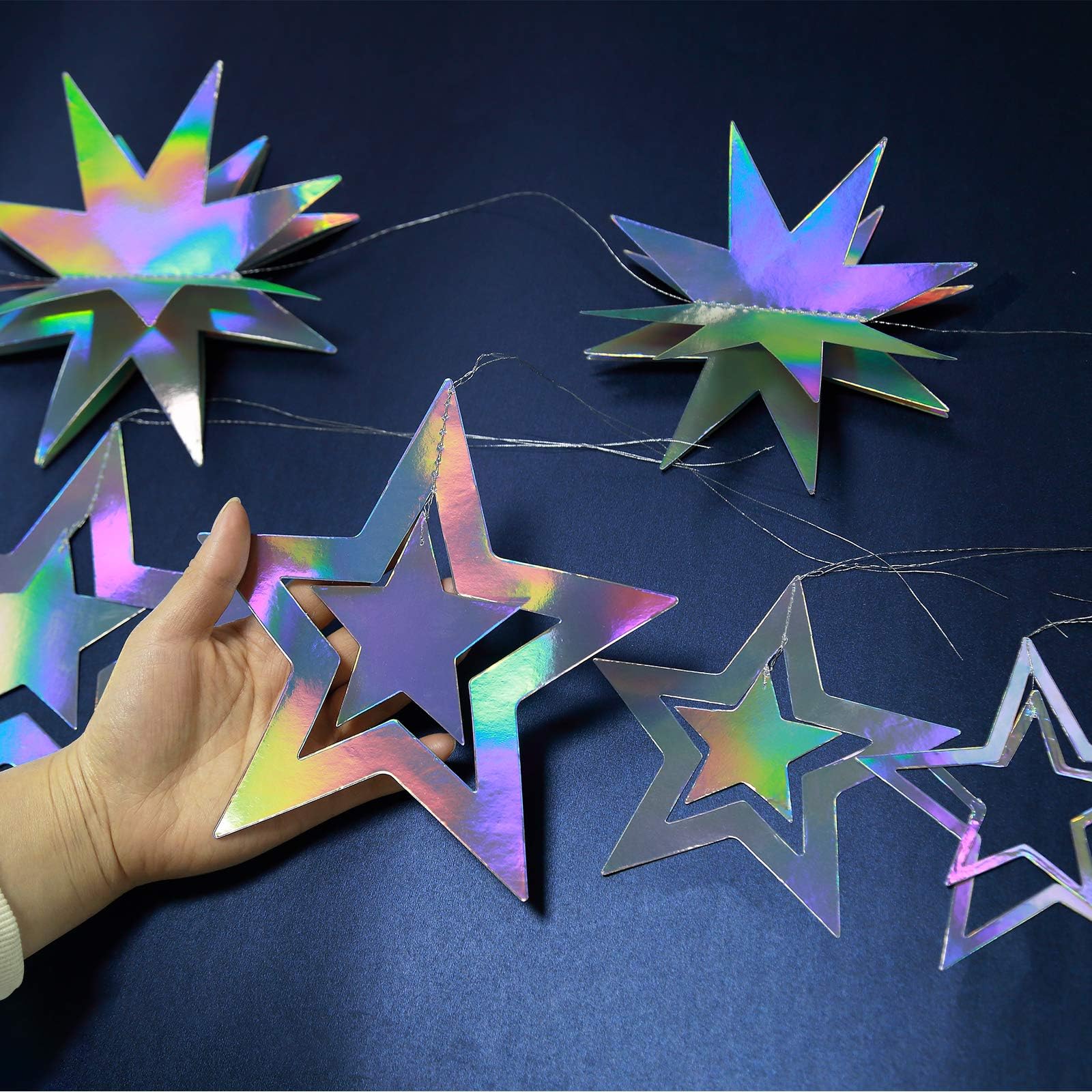 Cheerland Star Party Decoration Iridescent Party Supplies Holographic Twinkle Little Stars Garlands Hanging Euphoria Party Decor